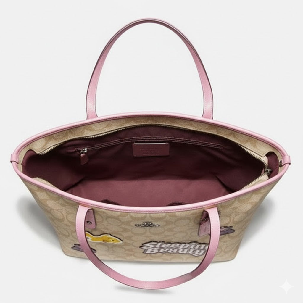 COACH x Disney Sleeping Beauty Signature Tote - Khaki & Pink # 14