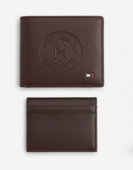 Tommy Hilfiger Men's Wallet & Card Holder Set - Dark Brown #70