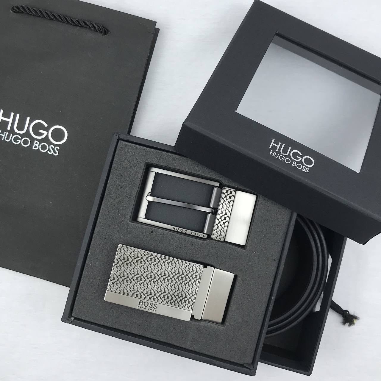 Hugo Boss Men’s Leather Belt  Set | 2-Interchangeable Buckles #1