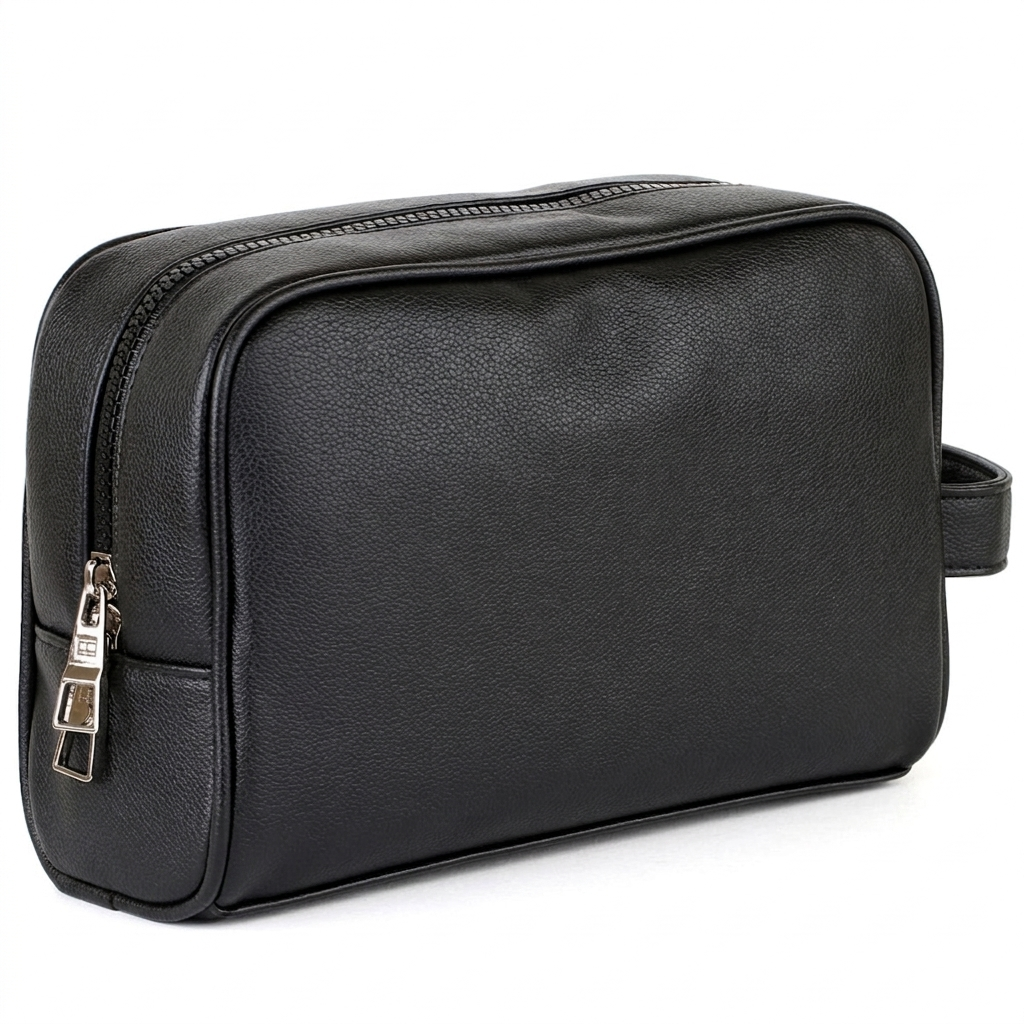 Tommy Hilfiger Polished Black Men’s Pouch With Monogram Pattern #42