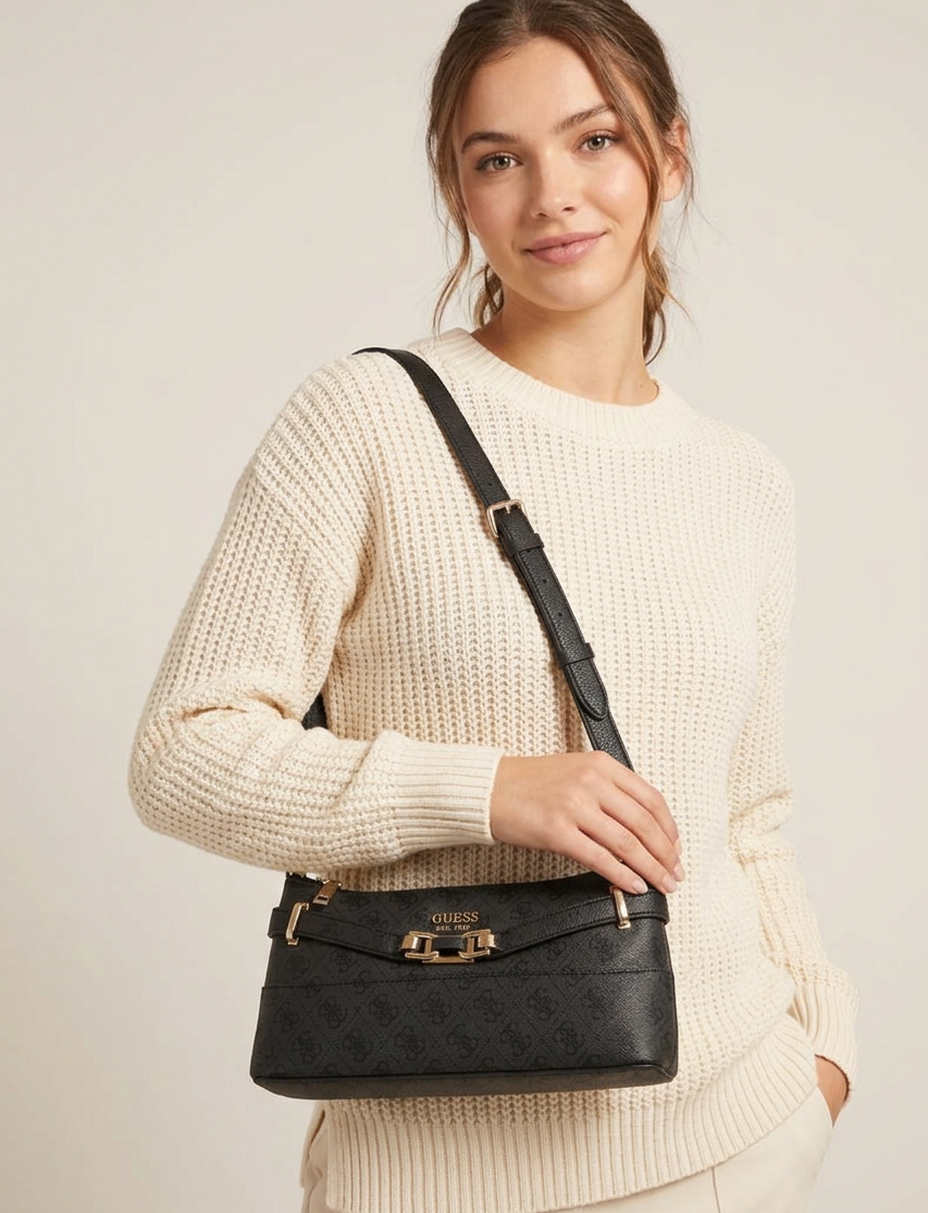 Guess Midnight Black Monogram Crossbody Bag #21