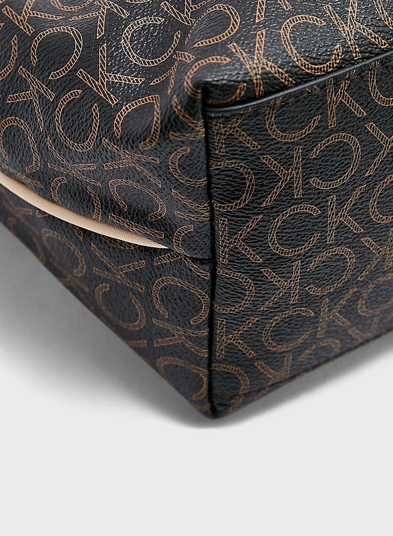 Calvin Klein Monogram Tote Bag - Espresso Brown #13
