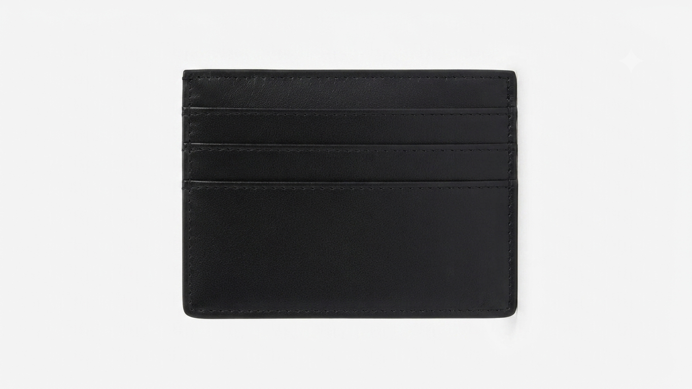 Calvin Klein Embossed Monogram Leather Card Holder - Black