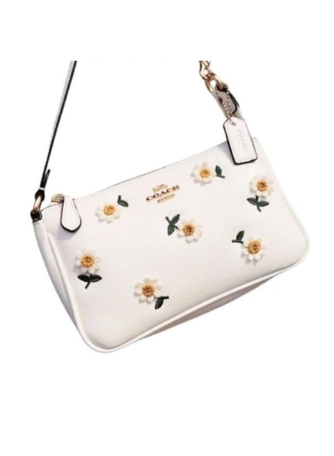 Coach Nolita 19 Leather Wristlet Handbag with Daisy Embroidery – White #38