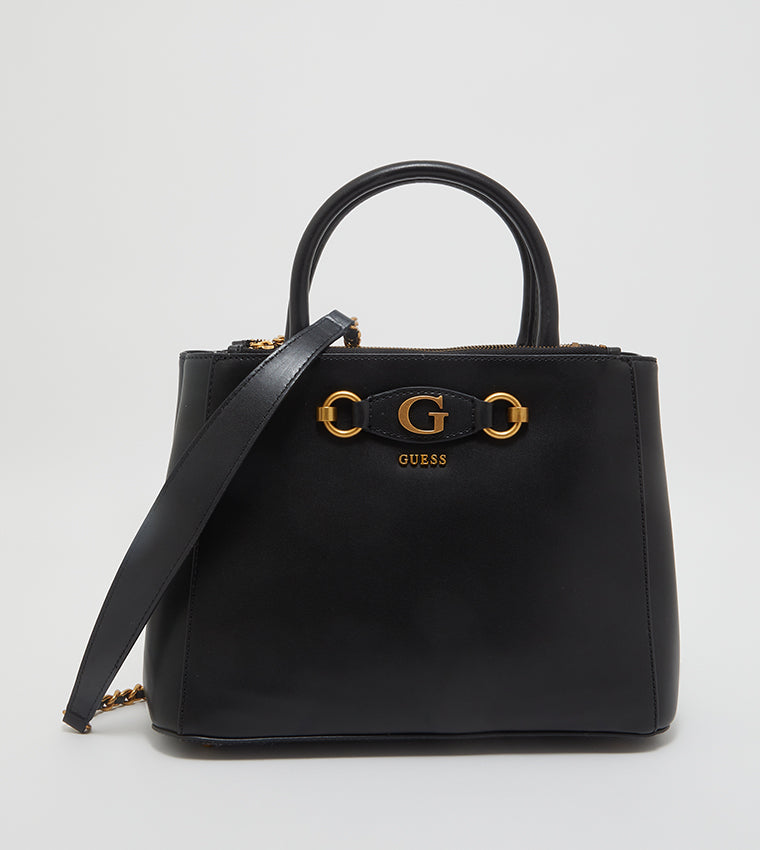 Elegant Noir GUESS Handbag – Timeless Black & Gold #167
