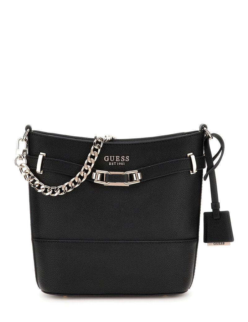 Guess Textured Faux-Leather Bucket Bag – Sleek Black #162