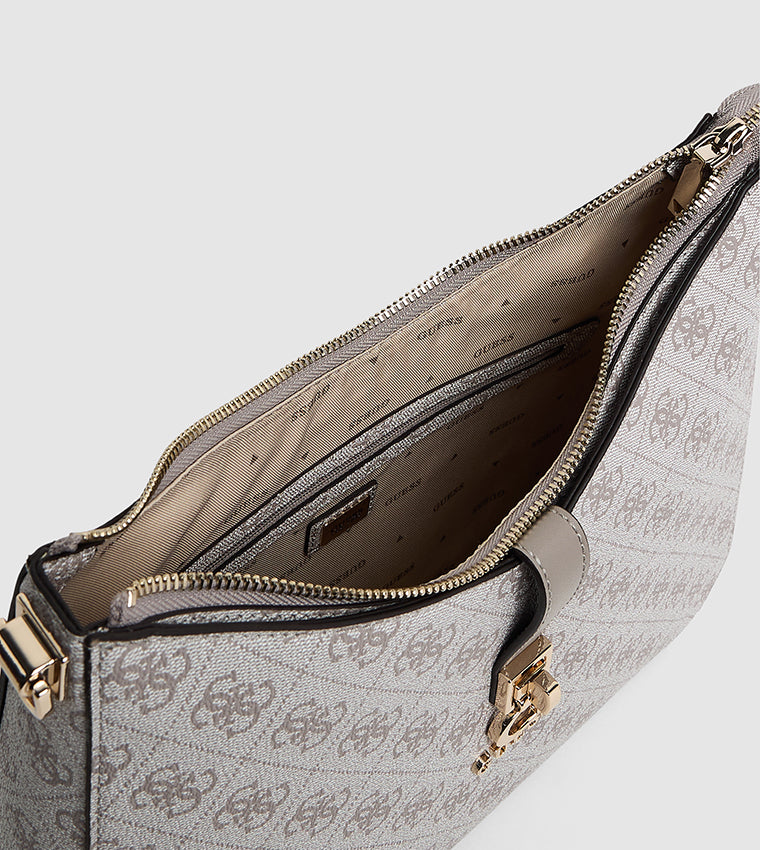 Guess Logo Monogram Hobo Bag – Stone White #33
