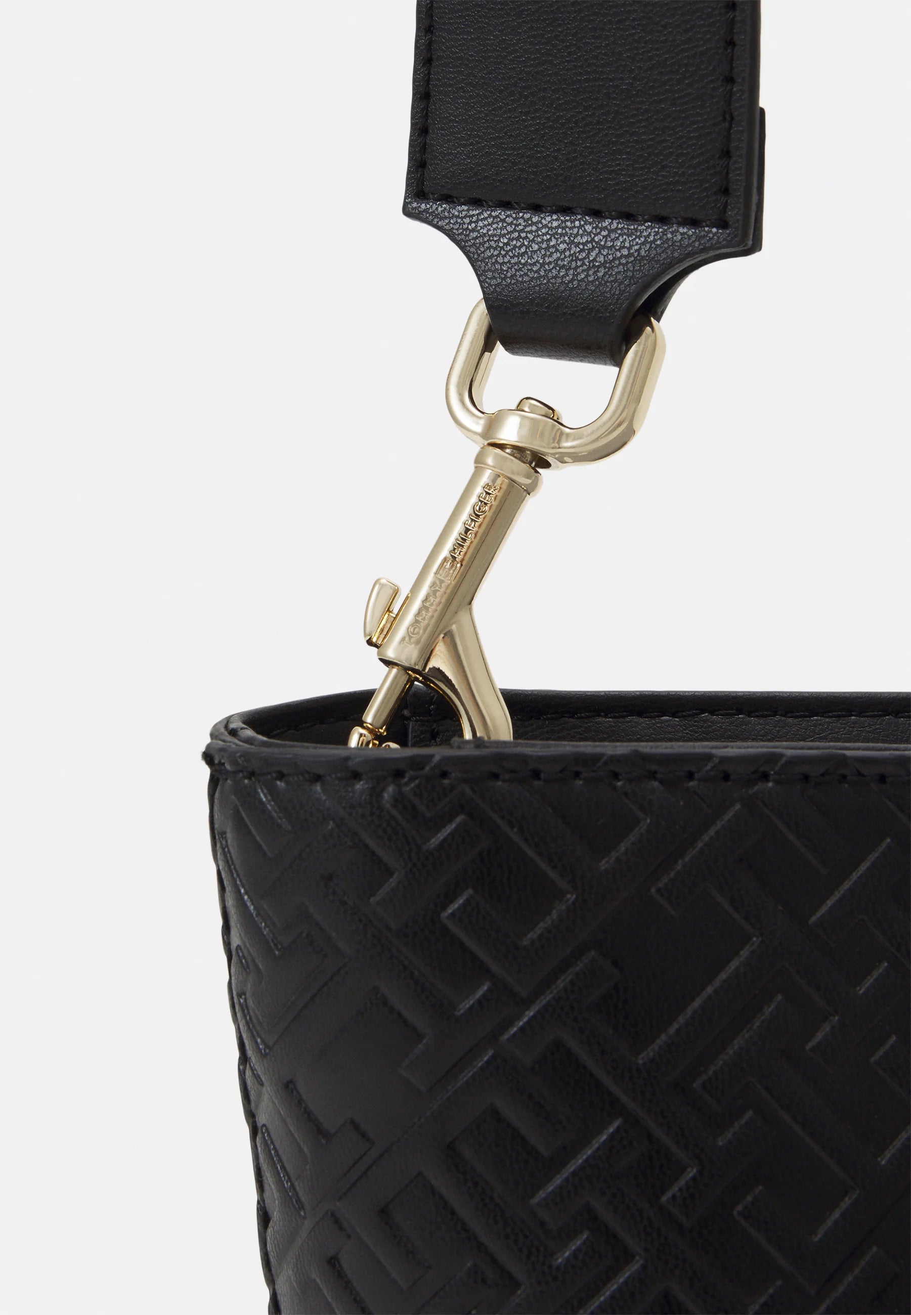 Tommy Hilfiger Embossed Monogram Tote Bag – Classic Black, Sophisticated Dual-Strap Design #01