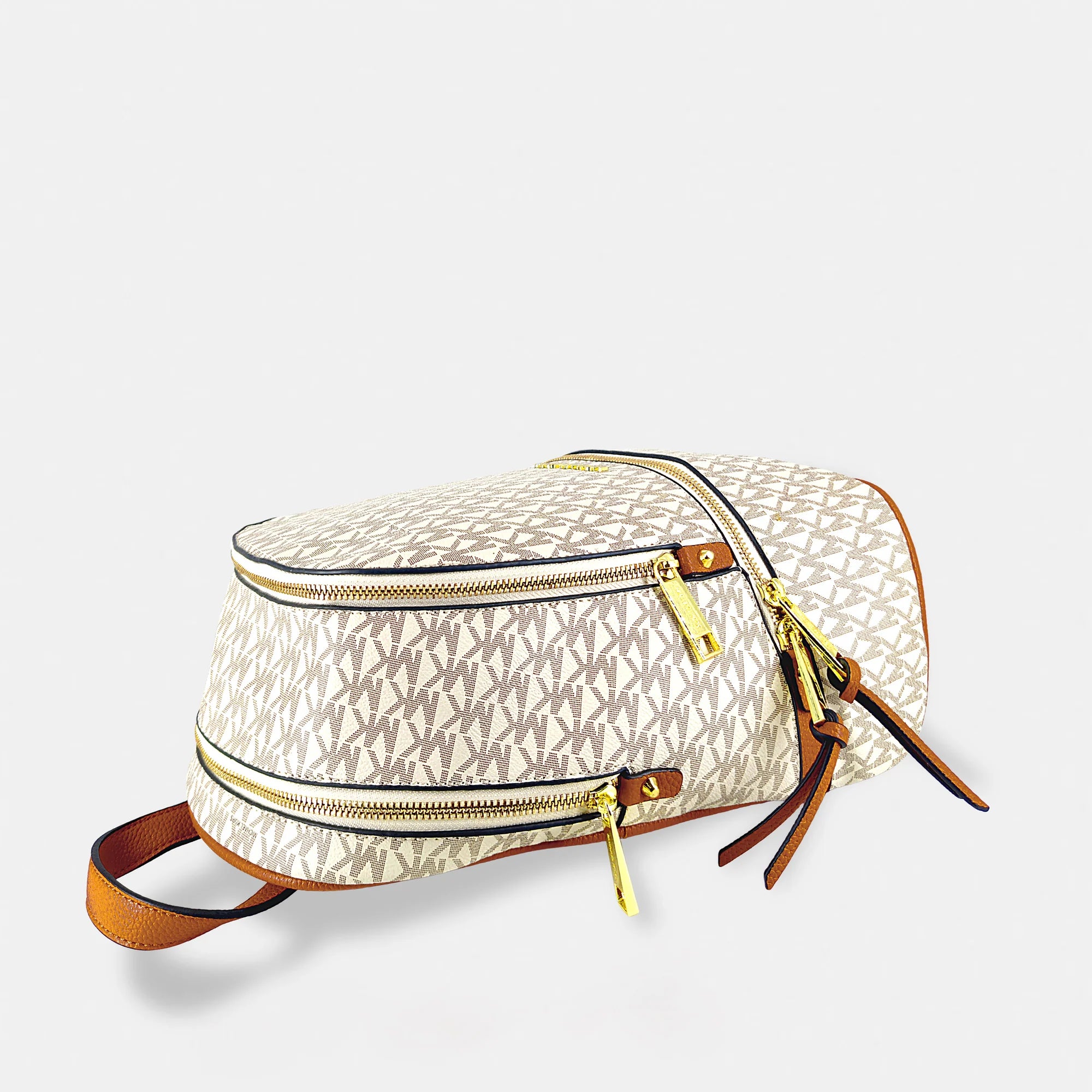 backpack featuring the classic MK signature monogram print in a rich chocolate brown #14