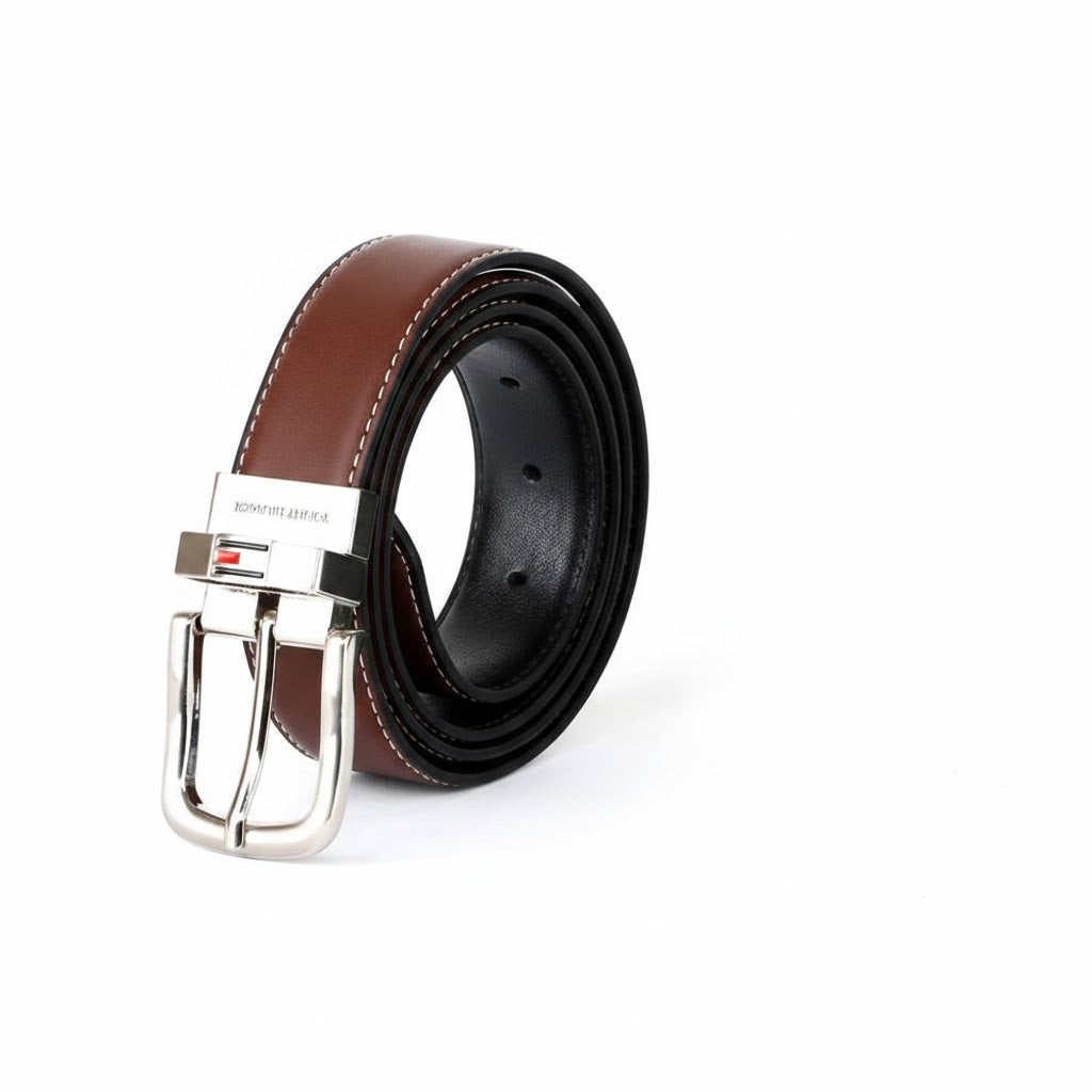 Tommy Hilfiger Men’s Leather Belt & Wallet Set | Reversible Design #1
