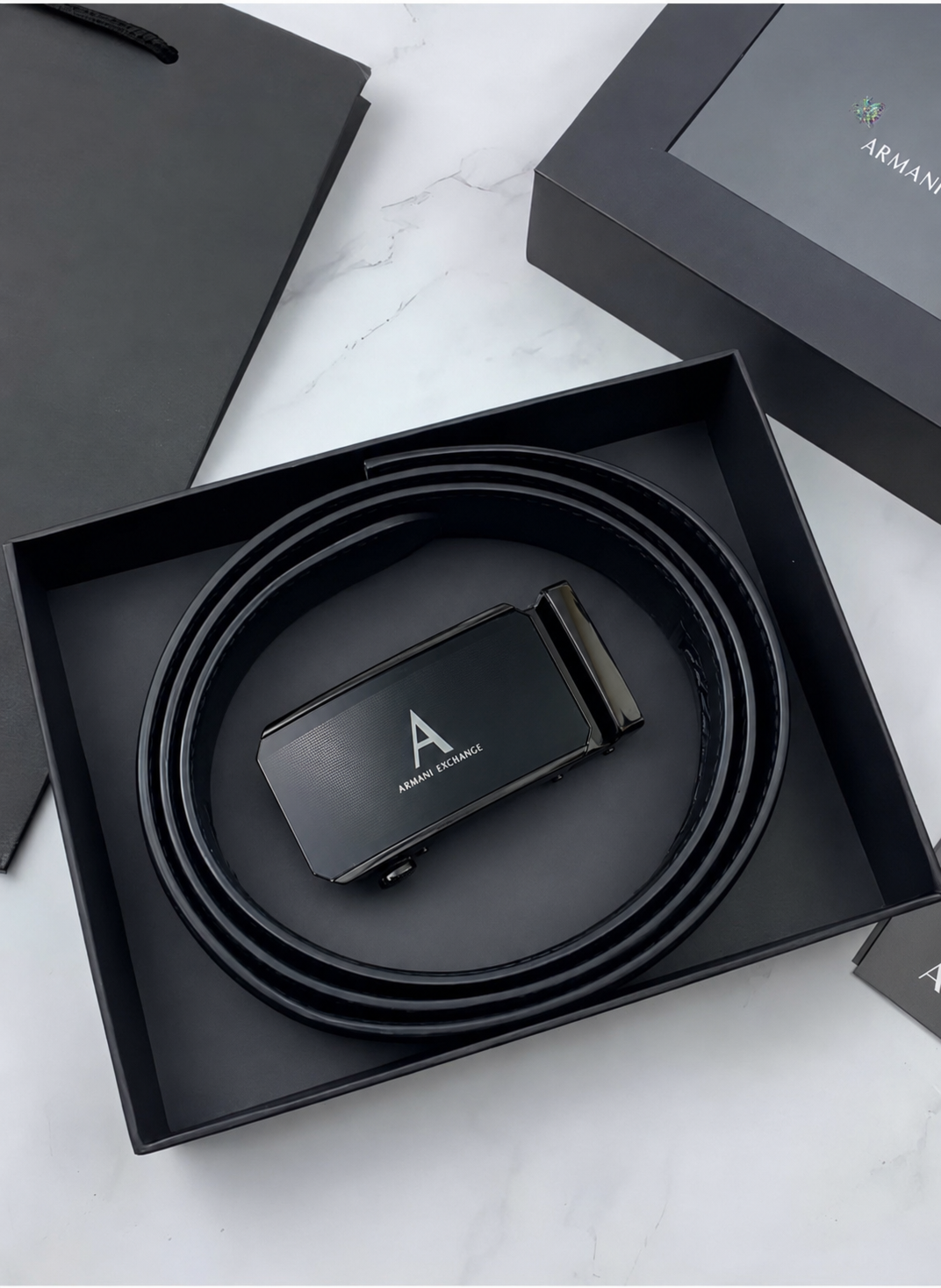 AX Black Leather Belt For Men #1