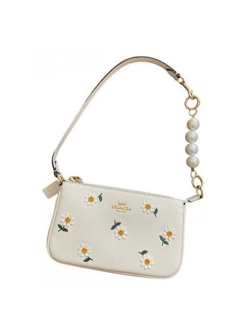 Coach Nolita 19 Leather Wristlet Handbag with Daisy Embroidery – White #38