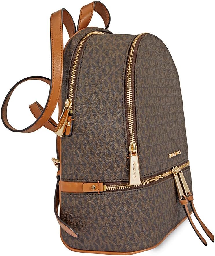 backpack featuring the classic MK signature monogram print in a rich chocolate brown #15