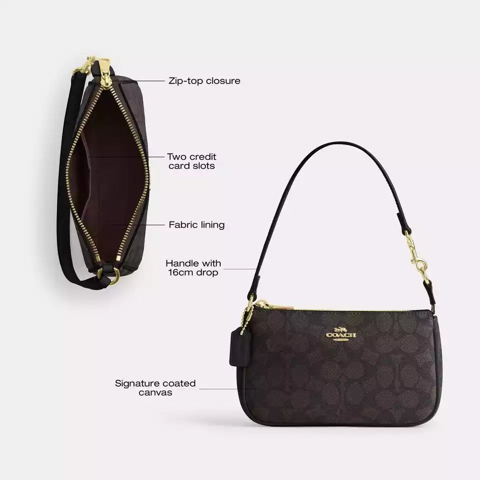 COACH Signature Canvas Flap Crossbody - Brown & Black #9