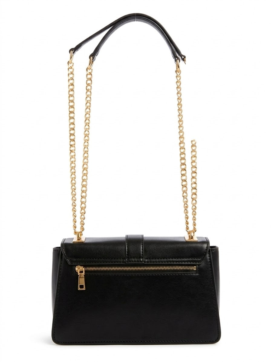 Guess Crossbody Bag – Sleek Matte Black, Signature Gold Clasp & Chain Strap #3