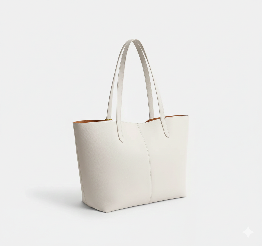 COACH Polished Pebble Leather Tote - Chalk White #16