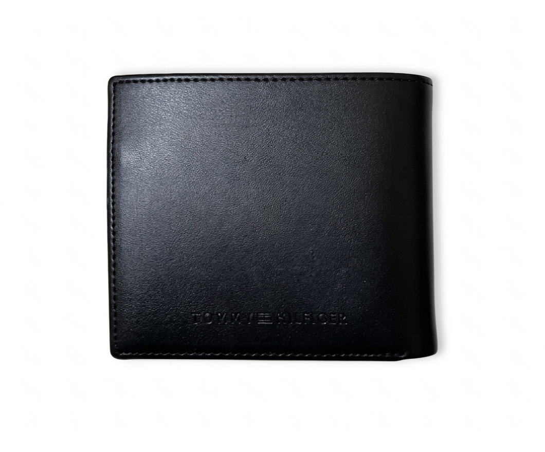 Tommy Hilfiger Men's Global Stripe Leather Wallet - Black #78