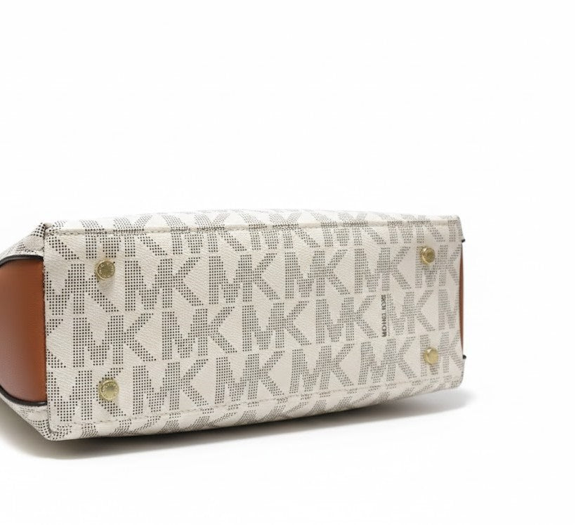 Michael Kors Sheila Medium Logo Satchel - Vanilla/Acorn #14