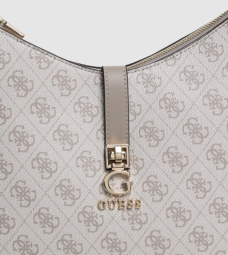 Guess Logo Monogram Hobo Bag – Stone White #33