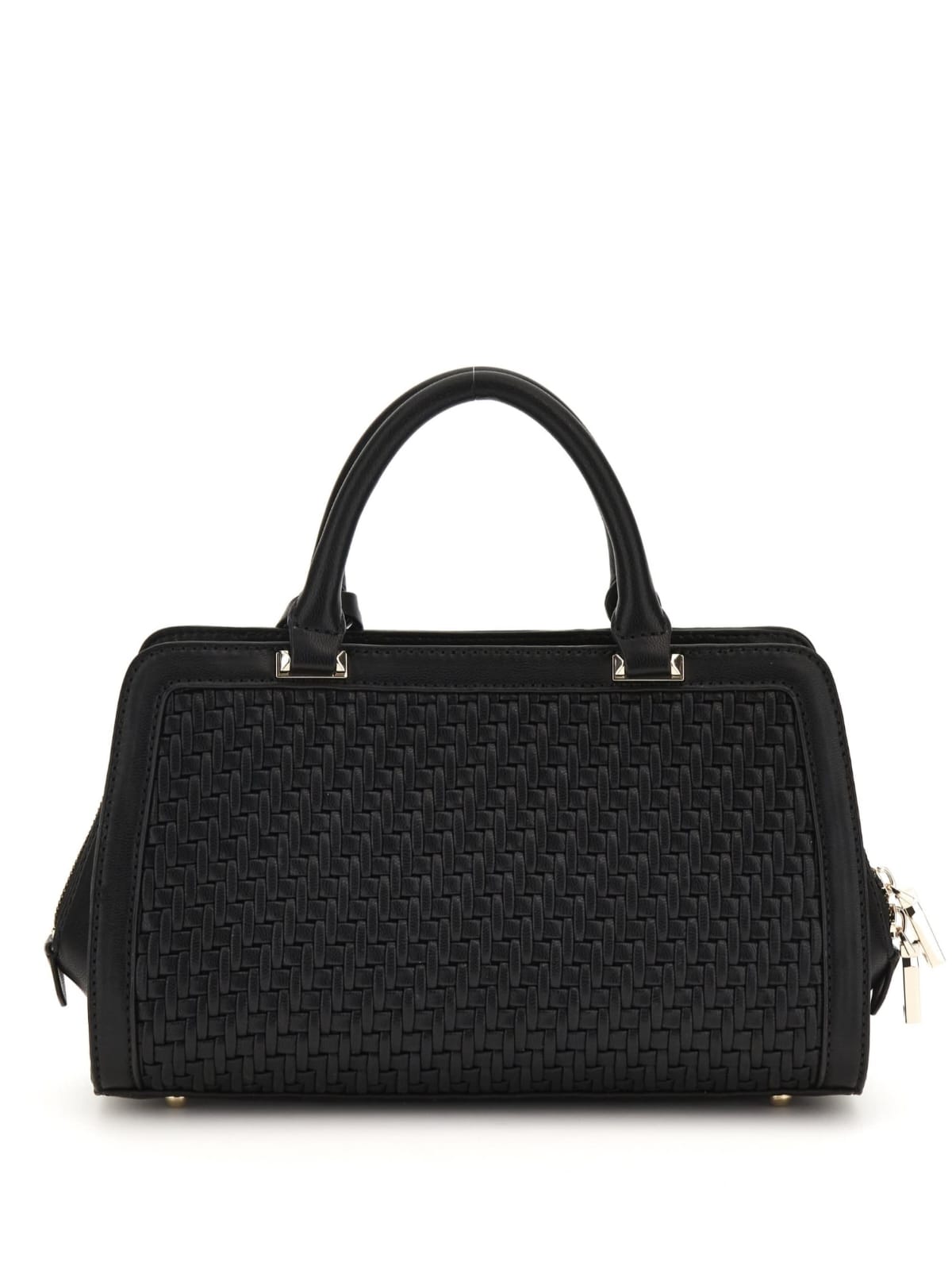 GUESS Woven Satchel Bag - Elegant Midnight Black #26