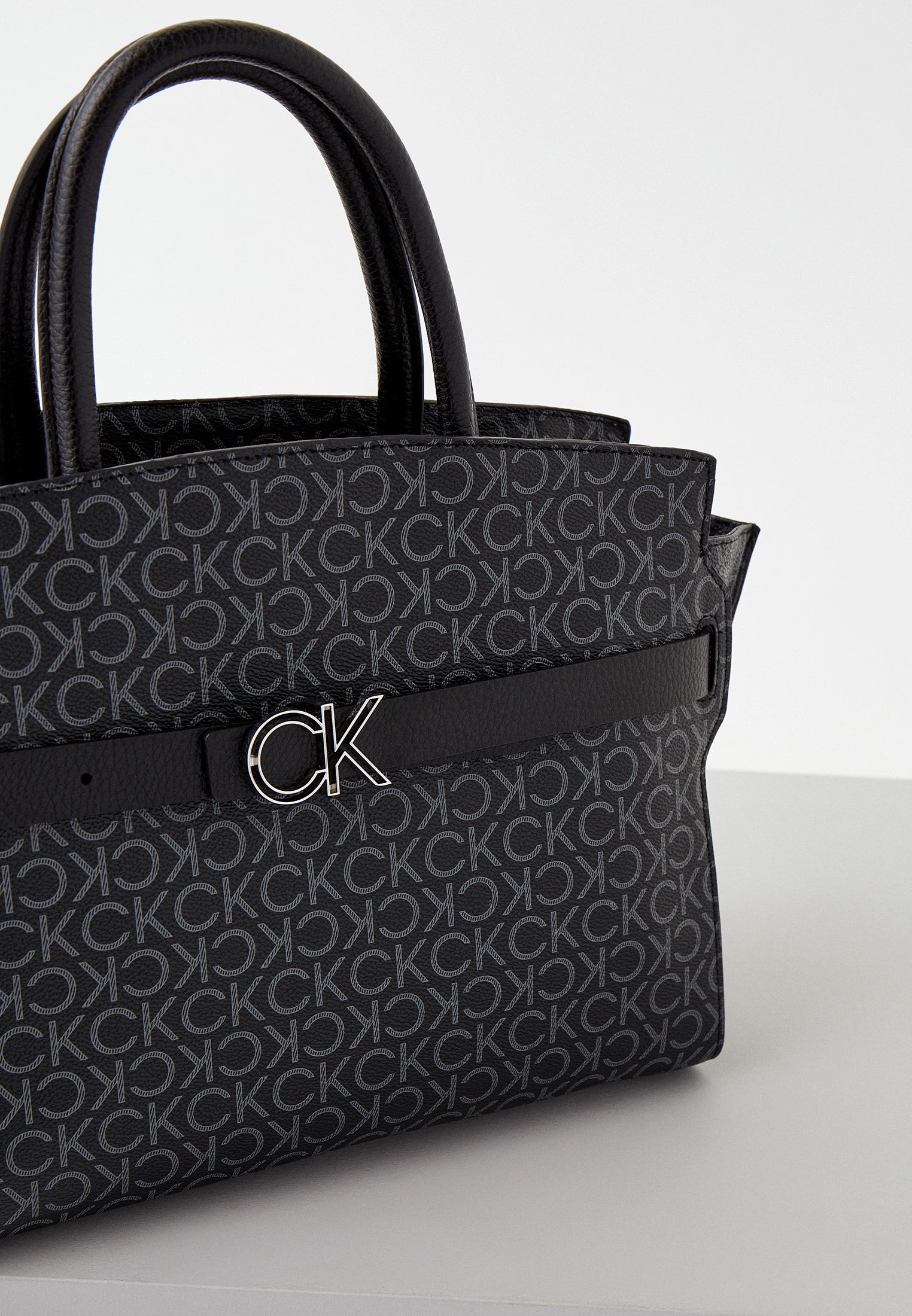 Calvin Klein Monogram Satchel - Sleek Charcoal Grey #17