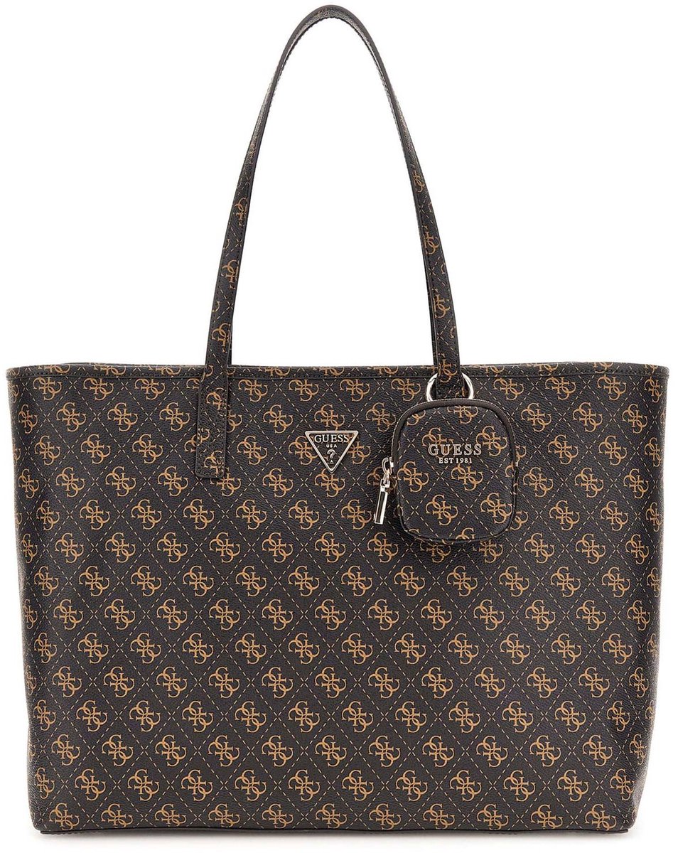 Guess Signature Monogram 3-in-1 Tote Bag - Chocolate Brown #185