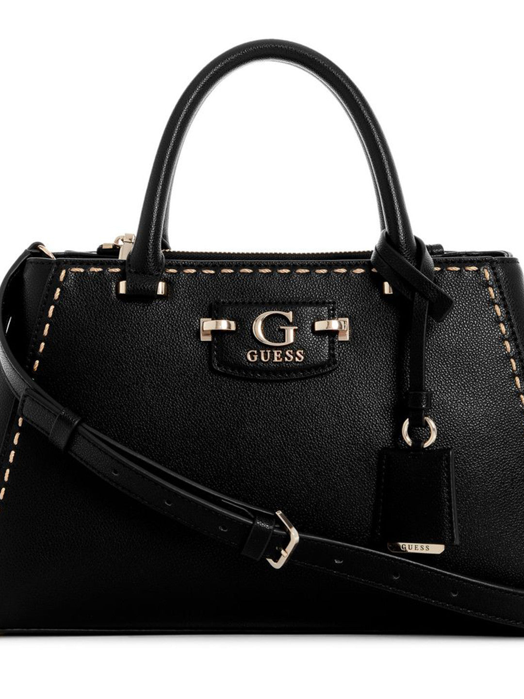 GUESS Structured Top Handle Satchel with Gold Stitching #27