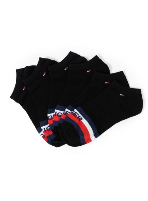 Tommy Hilfiger Signature Stripe Ankle Socks (3-Pair Pack) – Navy & Red Bold Logo, Unisex Street Style #05