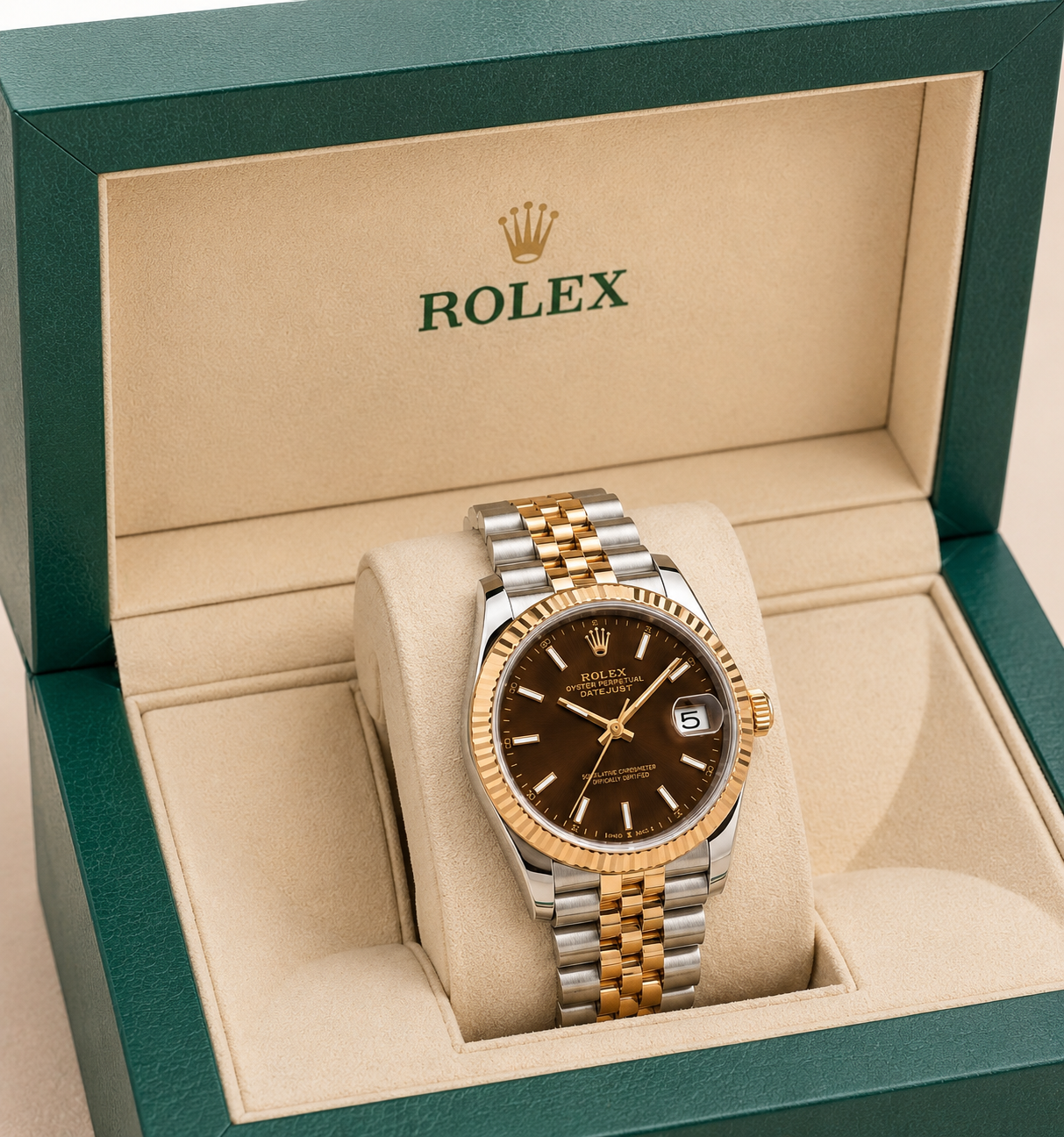 Luxury Rolex Datejust Elegant Two-Tone Gold & Silver Edition with Chocolate Brown Dial Rolex-w.03