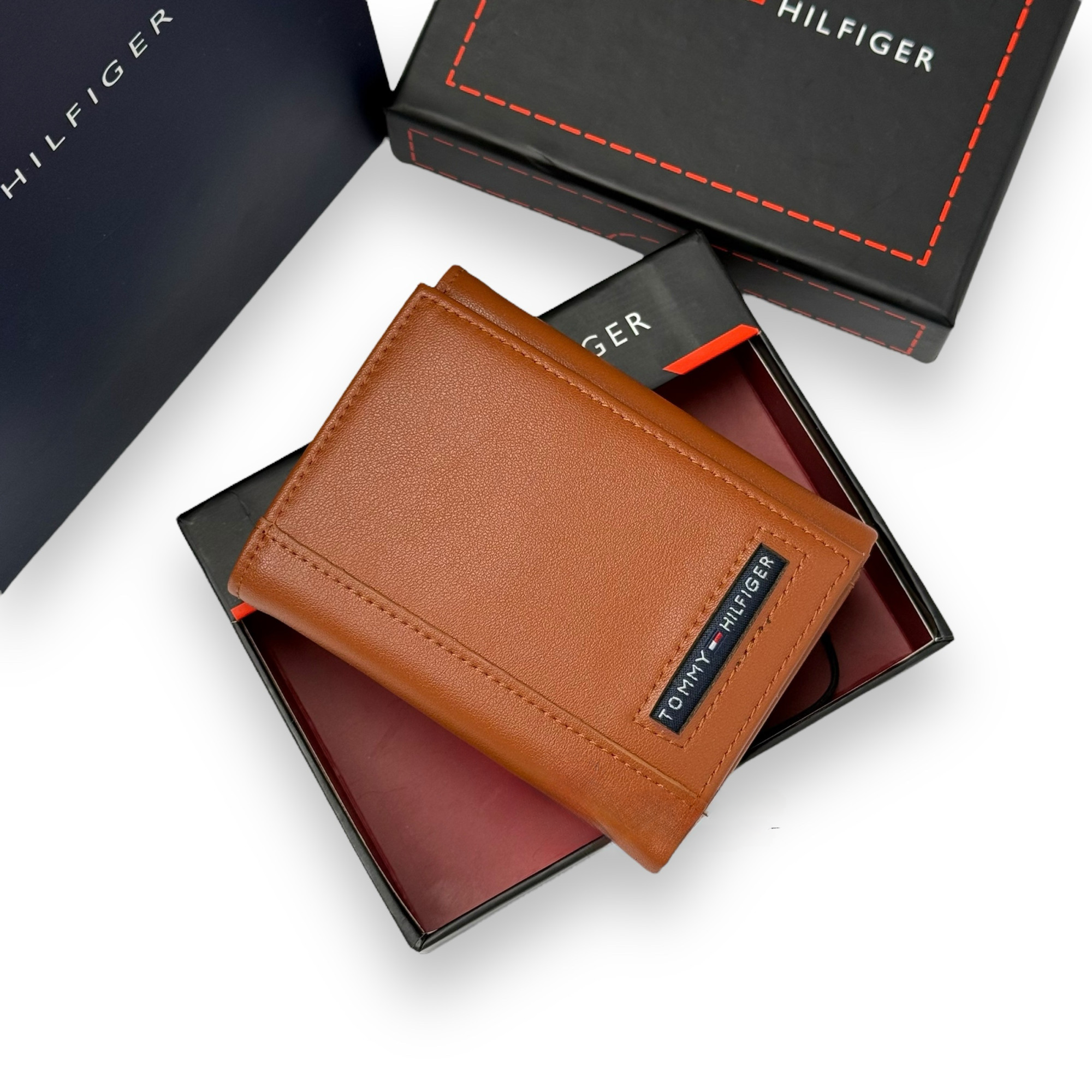 TH Camel Leather Trifold Wallet for Men – Model #2