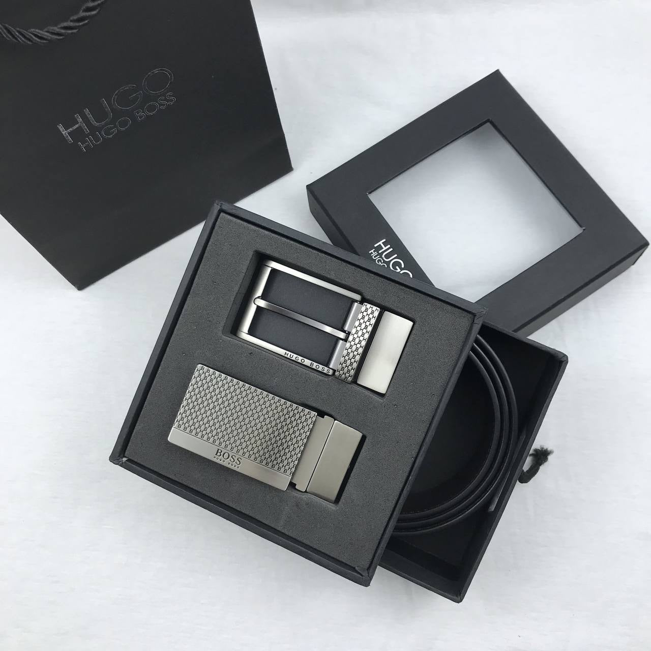 Hugo Boss Men’s Leather Belt  Set | 2-Interchangeable Buckles #1