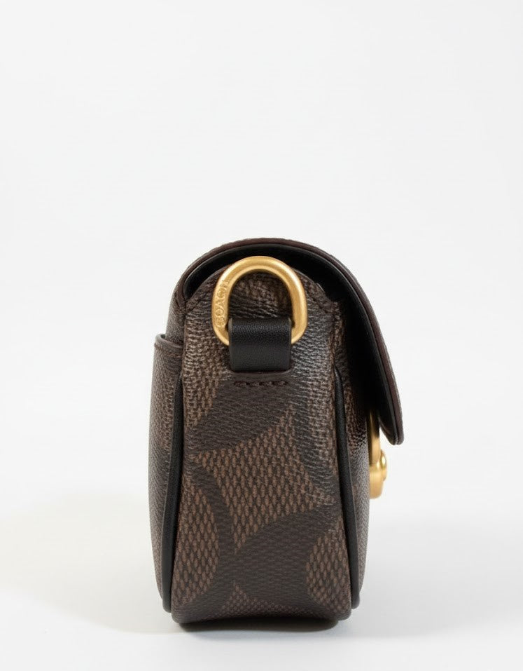 COACH Signature Canvas Flap Crossbody -Brown & Black #21