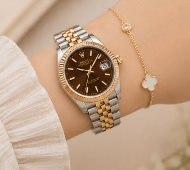 Luxury Rolex Datejust Elegant Two-Tone Gold & Silver Edition with Chocolate Brown Dial Rolex-w.03