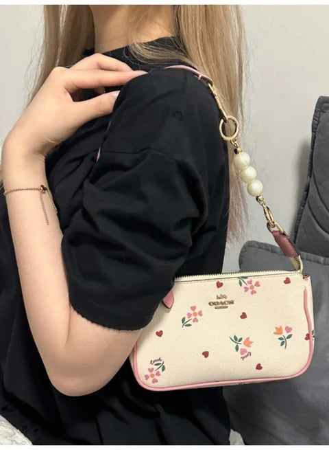 Coach Nolita 19 Wristlet in Signature Canvas with Heart Petal Print & Extended Chain – Light Khaki Multi #36