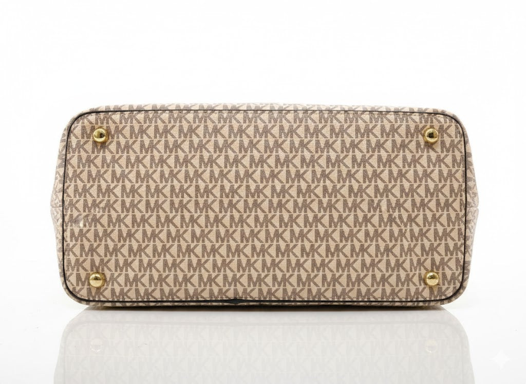 Michael Kors Jet Set Large Logo Shoulder Bag - Vanilla/Acorn #09