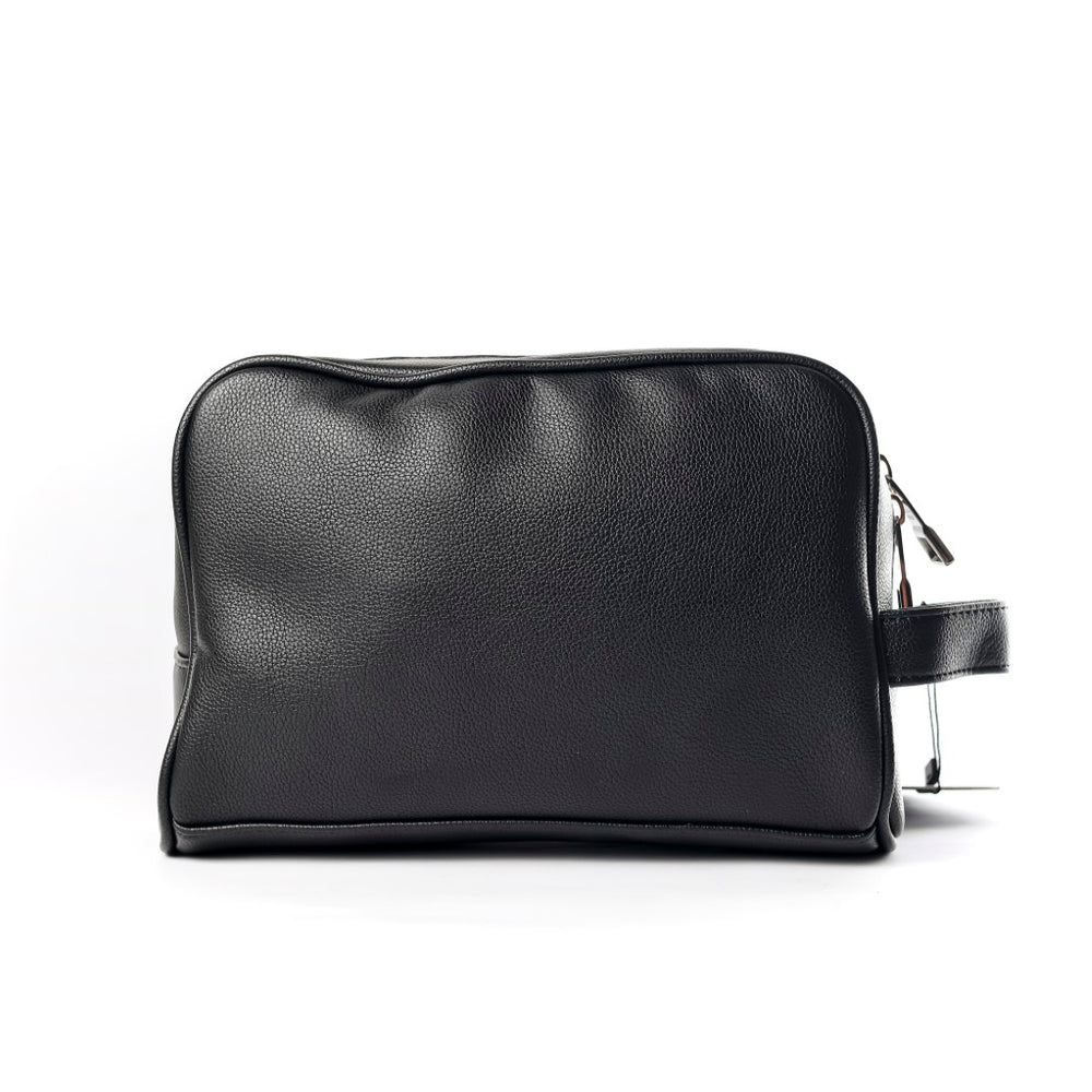 Tommy Hilfiger Polished Black Men’s Pouch With Corner Stripe #41