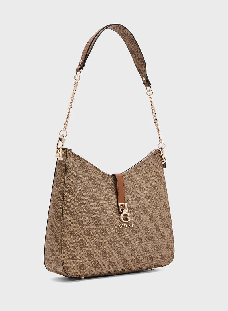 Guess Logo Monogram Hobo Bag – Sand & Latte #166