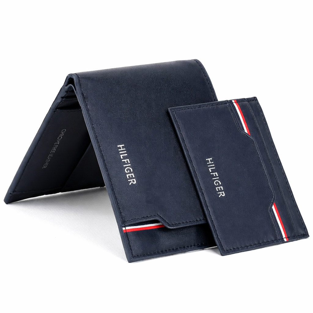 TH Men's Wallet & Card Holder Set Navy Blue #56