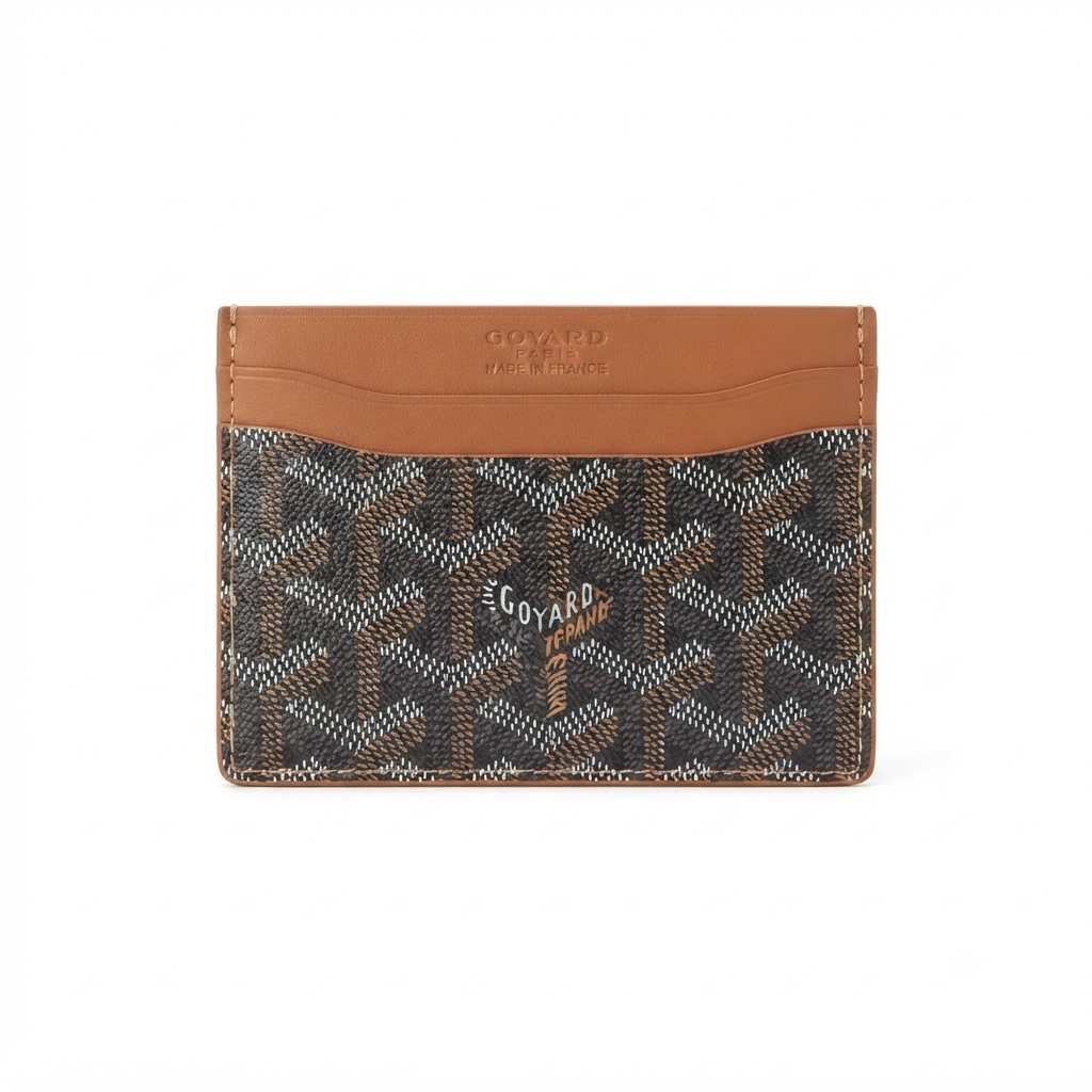 Goyard Saint-Sulpice Card Holder – Tan Leather & Goyardine Canvas