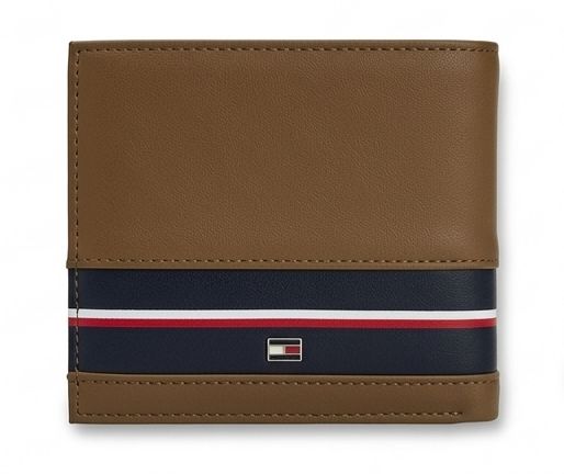 Tommy Hilfiger Tan Brown Leather Men's Wallet #64
