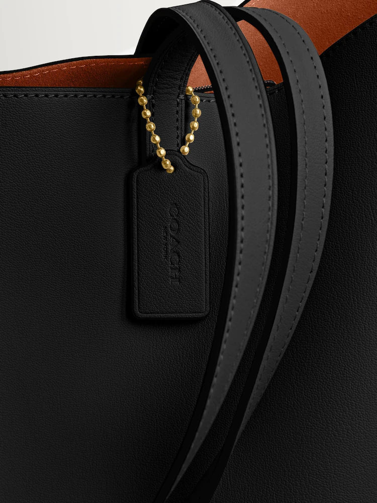 COACH Polished Pebble Leather Tote - Chalk Black #17