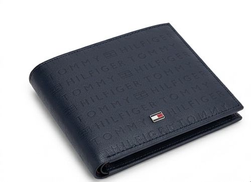 Tommy Hilfiger Men's Embossed Logo Wallet - Navy Blue #76