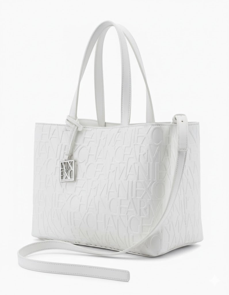 A|X Armani Exchange Medium Tote Bag – White Logo Design, Everyday Chic Style #12