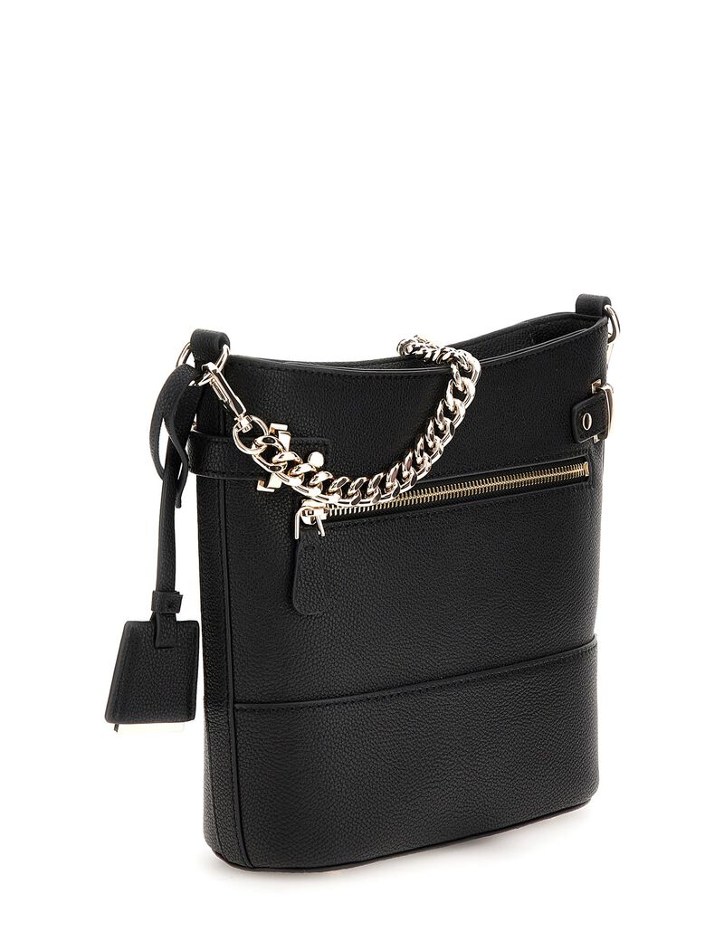 Guess Textured Faux-Leather Bucket Bag – Sleek Black #162