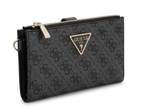 GUESS Women's Signature Logo Long Wallet - Black & Charcoal #9