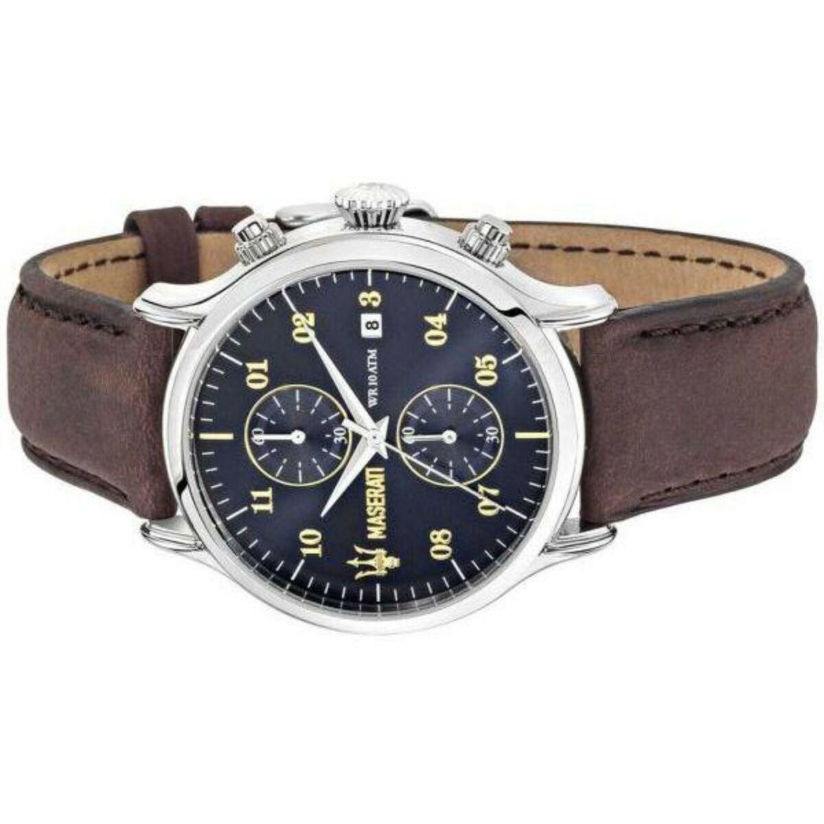 Maserati Epoca Men’s Watch R8871618001 – Blue Dial with Brown Leather Strap