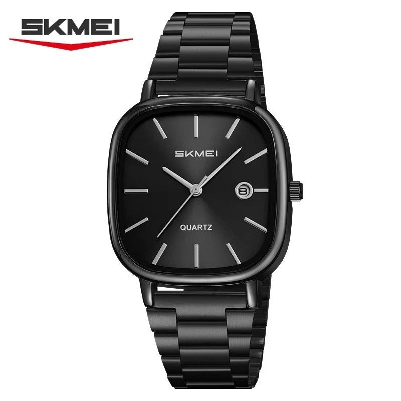 SKMEI 2551 Men's Quartz Watch - Black Stainless Steel, Black Dial