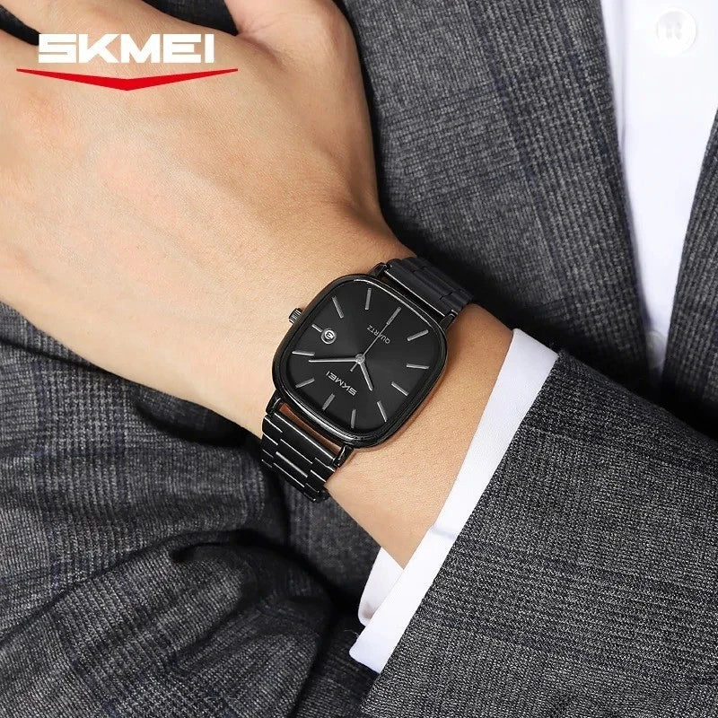 SKMEI 2551 Men's Quartz Watch - Black Stainless Steel, Black Dial