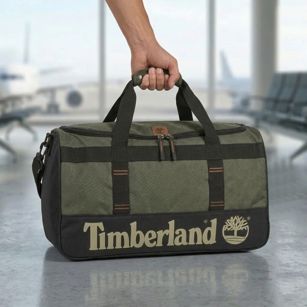 Timberland Men’s Duffel Bag – Grape Leaf Green Travel & Gym Holdall Bag#01