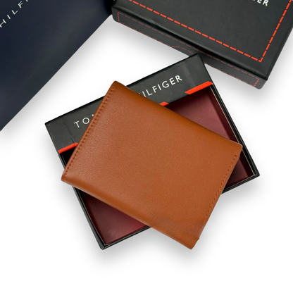 TH Camel Leather Trifold Wallet For Men 2#